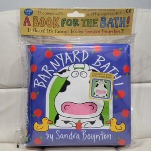 Barnyard Bath Book Features Cow and Rubber Ducks Print with Washcloth